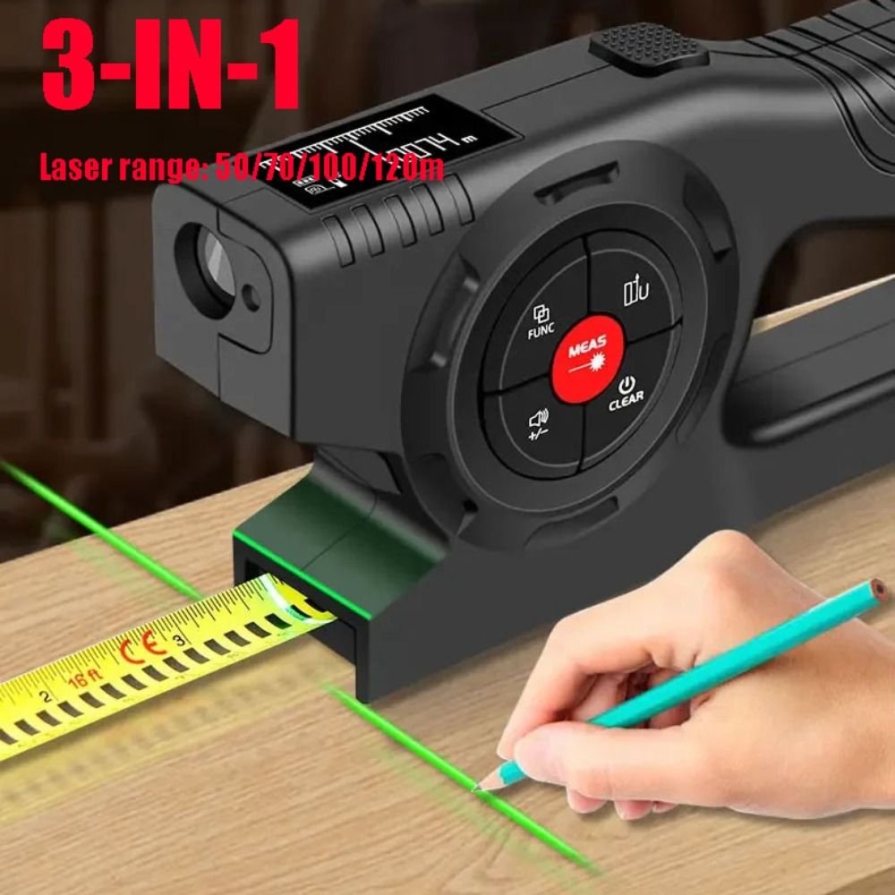 Industrial Laser Tape Measure - Misuratore Laser 3-in-1 Retrattile Ricaricabile Digitale